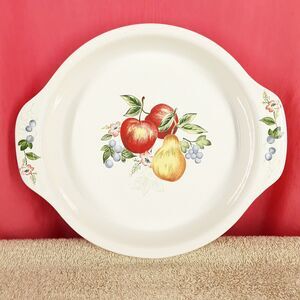 Corelle Coordinates CHUTNEY 9" Pie Plate, Stoneware Dish, Handles, fruit,vintage